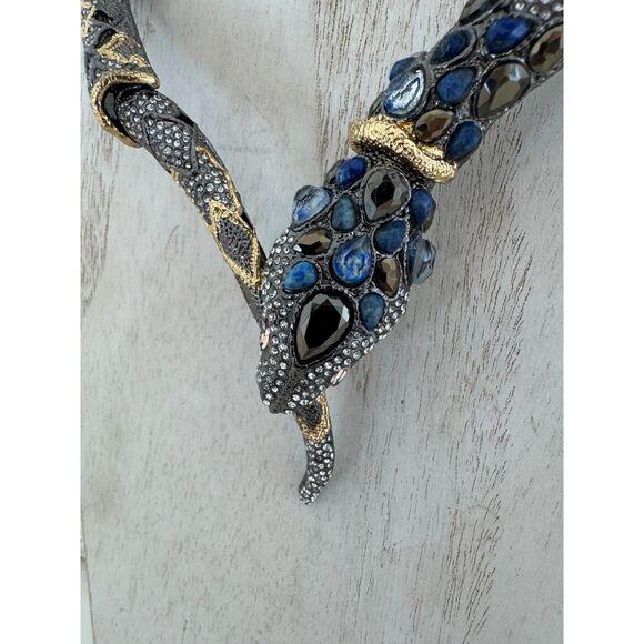 Designer Alexis Bittar Jardin de Papillon Snake Necklace Crystal - Picture 5 of 7